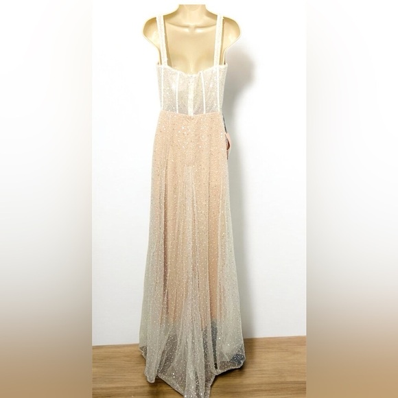 Kiss Prom NWT Wedding Collection Bustier Corset Sequins Beaded Gown Sheer - Picture 4 of 16